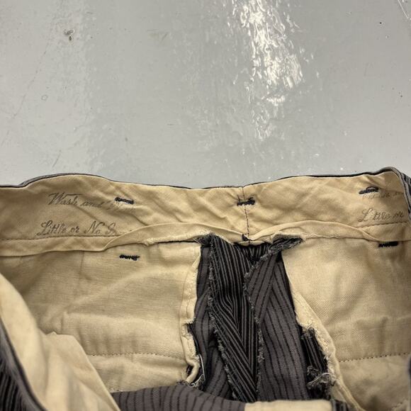 Vintage 40s 50s Black Striped Cotton Flat Trousers 27x30 - Picture 6 of 6